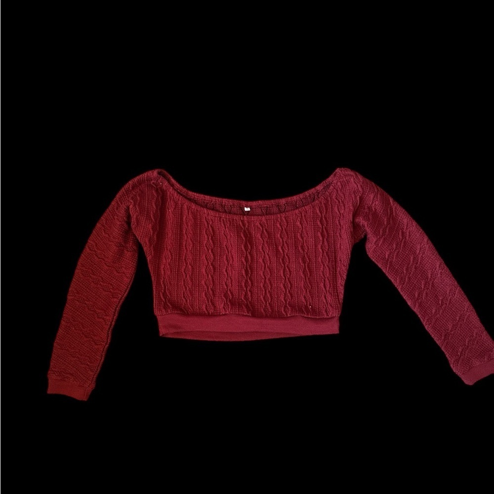 Chic Red Off-Shoulder Knit Top
